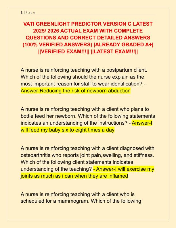 VATI GREENLIGHT PREDICTOR VERSION C LATEST 2025