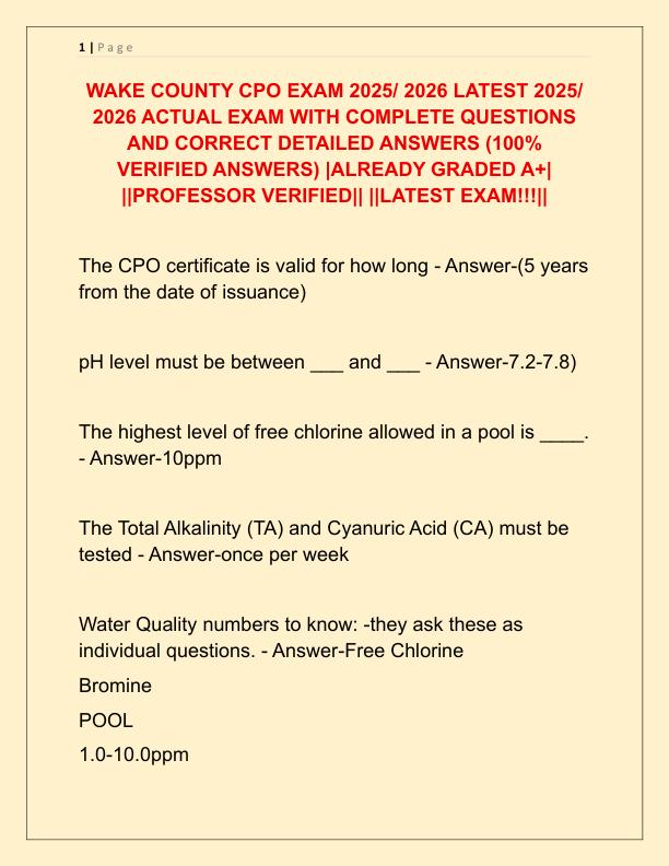 WAKE COUNTY CPO EXAM 2025