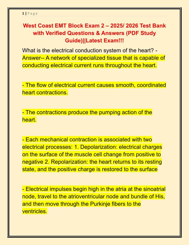 West Coast EMT Block Exam 2