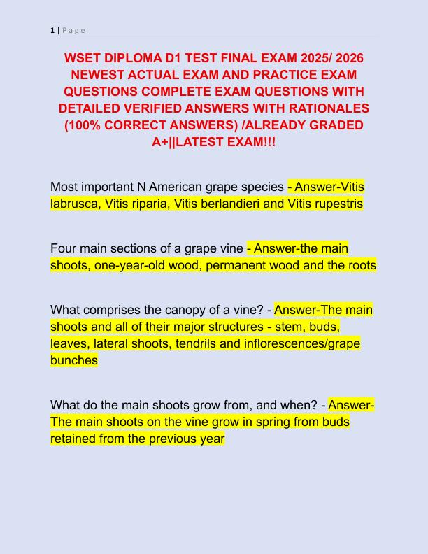 WSET DIPLOMA D1 TEST FINAL EXAM 2025