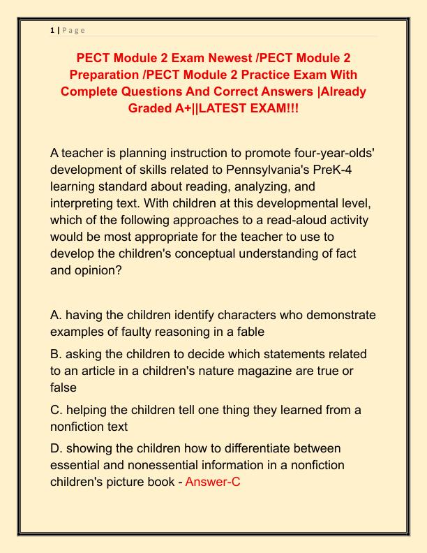 PECT Module 2 Exam Newest