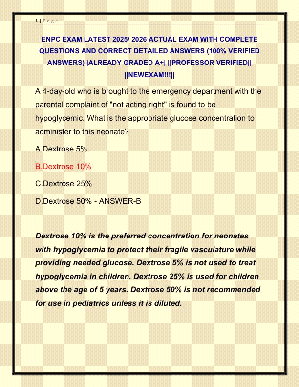 ENPC EXAM LATEST 2025 ACTUAL EXAM WITH COMPLETE QUESTIONS AND CORRECT DETAILED ANSWERS