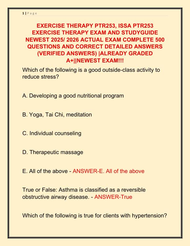 EXERCISE THERAPY PTR253