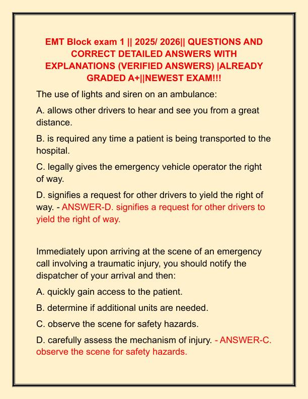 EMT Block exam 1