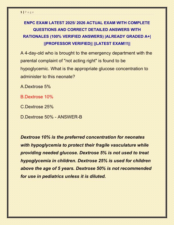 ENPC EXAM LATEST 2025 ACTUAL EXAM WITH COMPLETE QUESTIONS AND CORRECT DETAILED ANSWERS