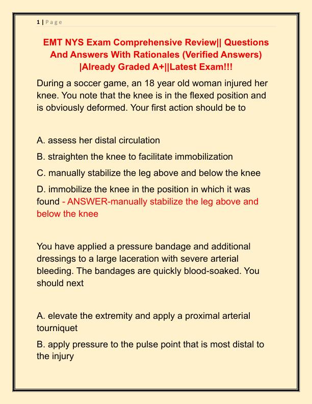 EMT NYS Exam Comprehensive Review