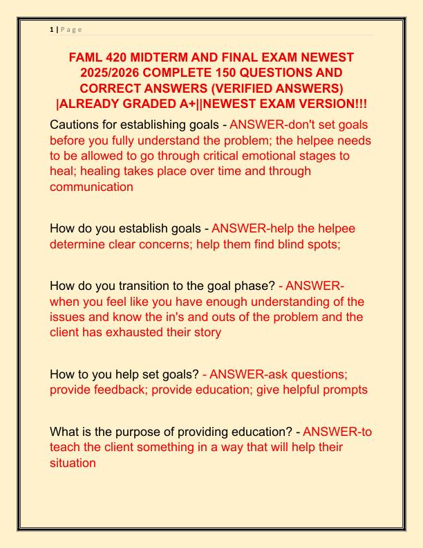 FAML 420 MIDTERM AND FINAL EXAM NEWEST 2025