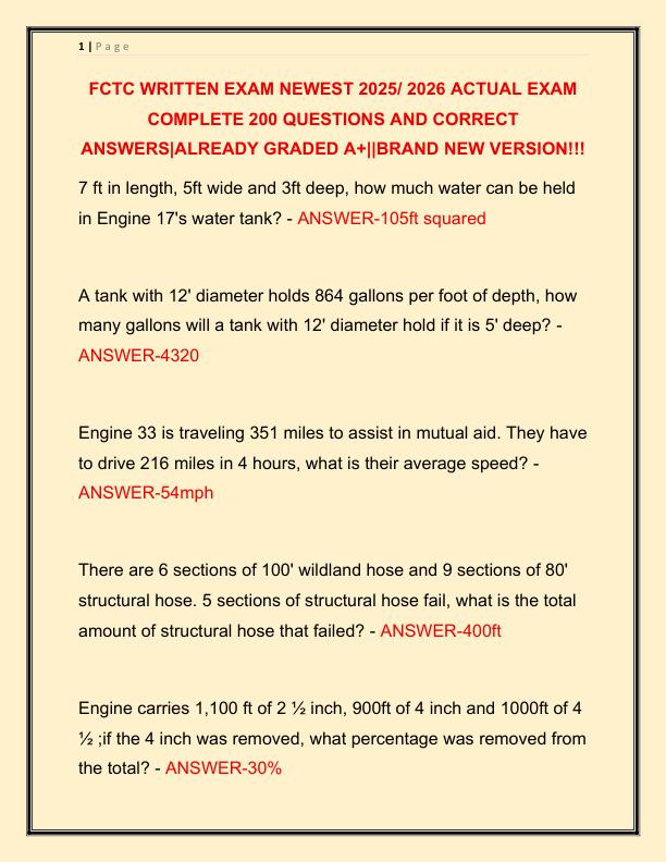 FCTC WRITTEN EXAM NEWEST 2025 ACTUAL EXAM COMPLETE 200 QUESTIONS AND CORRECT ANSWERS