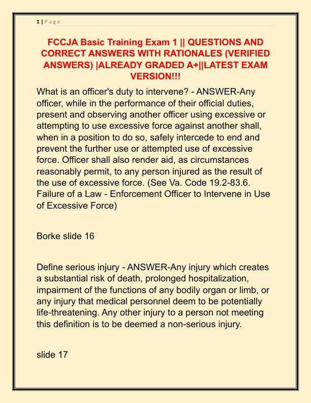 FCCJA Basic Training Exam 1