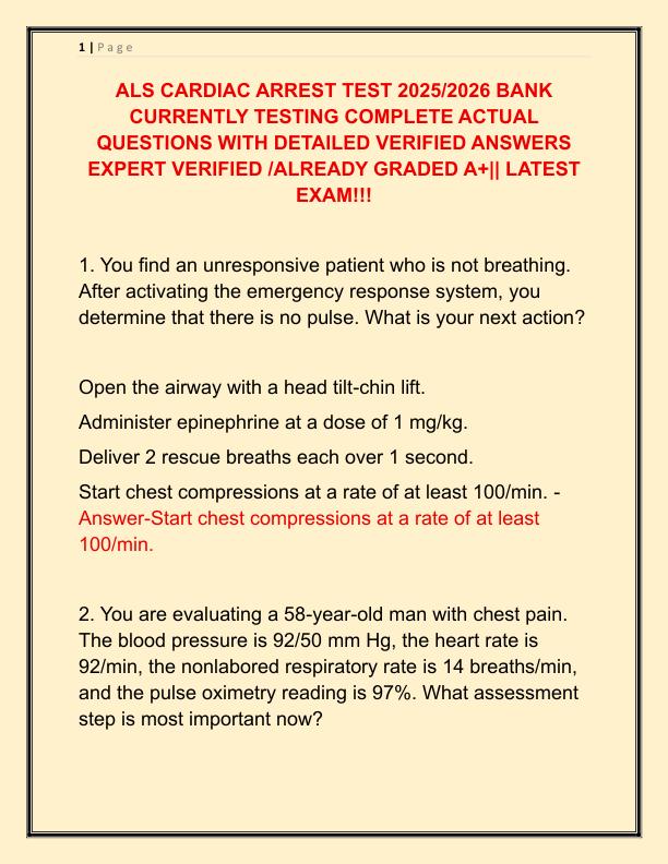 ALS CARDIAC ARREST TEST 2025