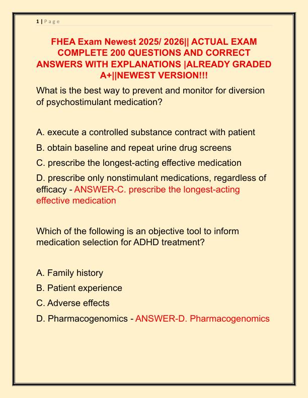 FHEA Exam Newest 2025