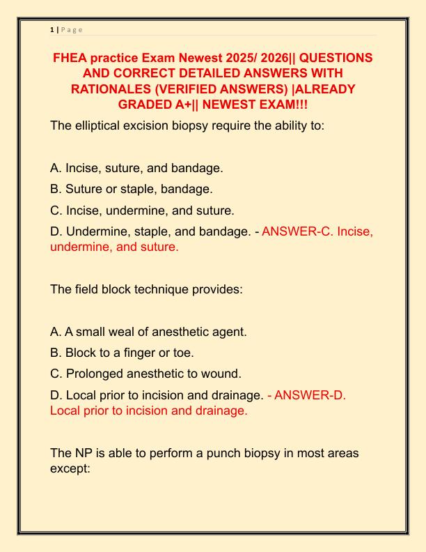 FHEA practice Exam Newest 2025