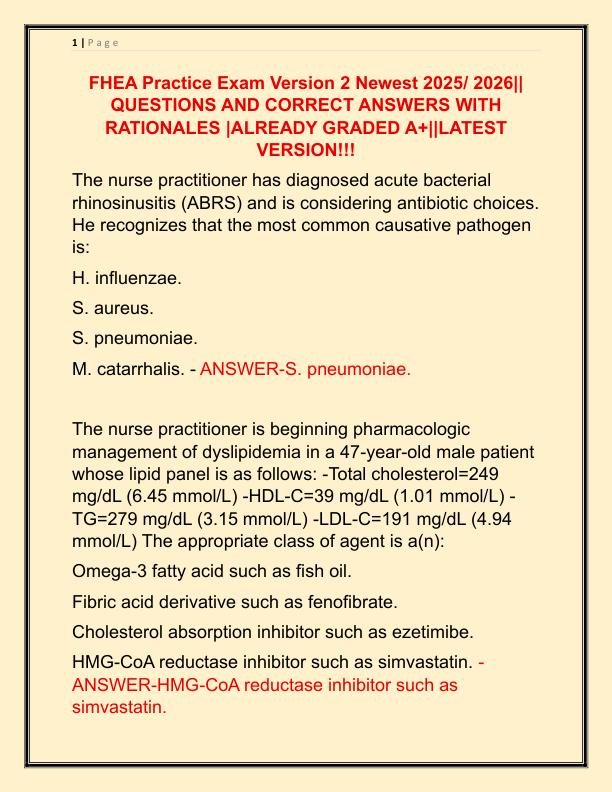 FHEA Practice Exam Version 2 Newest 2025