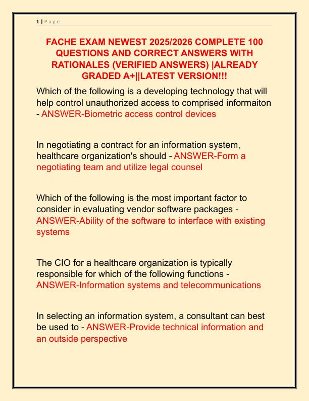 FACHE EXAM NEWEST 2025