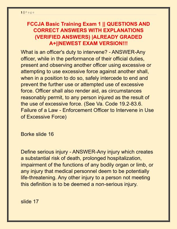 FCCJA Basic Training Exam 1
