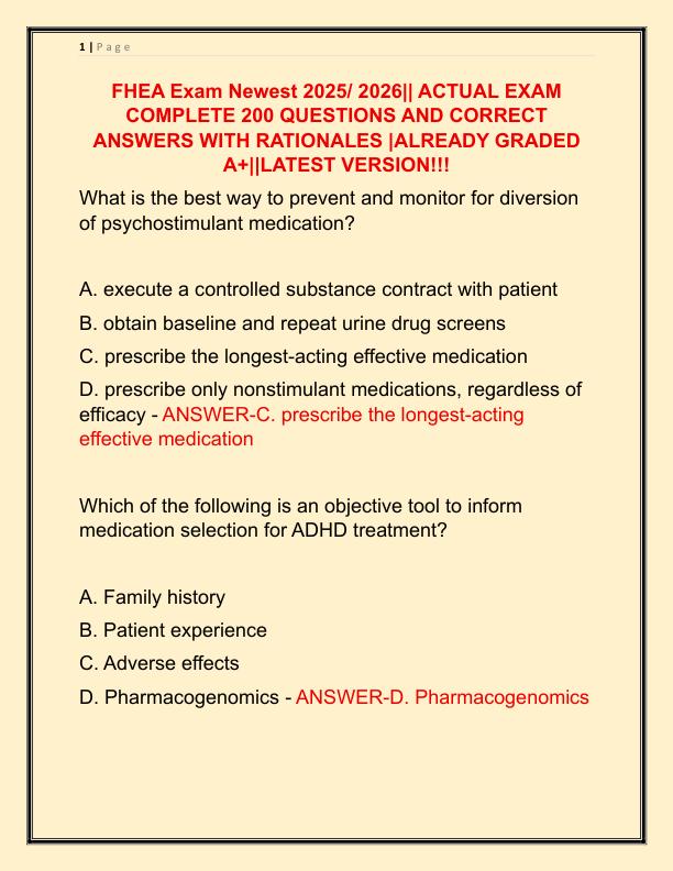 FHEA Exam Newest 2025