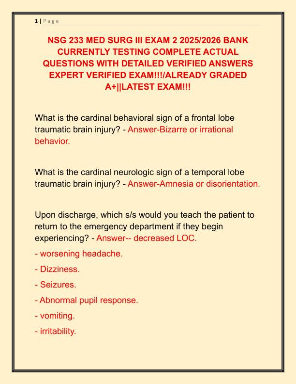 NSG 233 MED SURG III EXAM 2 2025