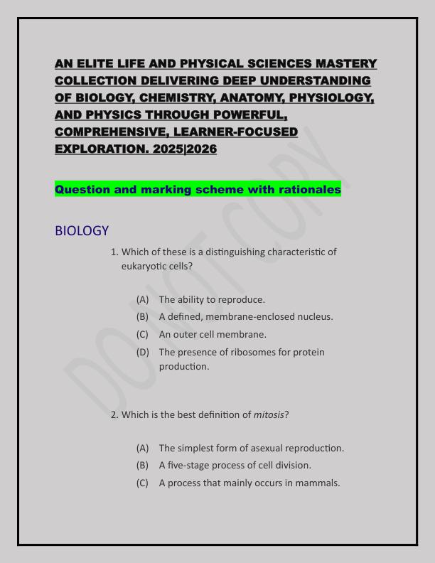 AN ELITE LIFE AND PHYSICAL SCIENCES MASTERY COLLECTION DELIVERING DEEP UNDERSTANDING OF BIOLOGY