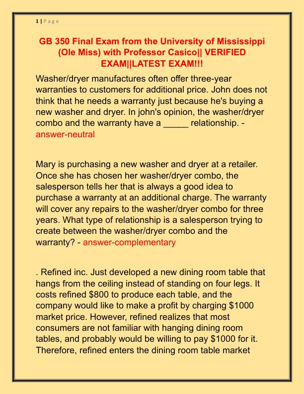 GB 350 Final Exam from the University of Mississippi