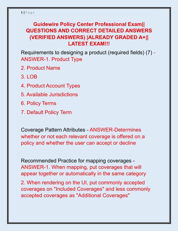 Guidewire Policy Center Professional Exam