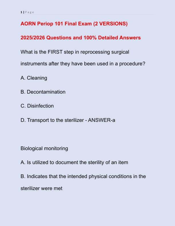 AORN Periop 101 Final Exam