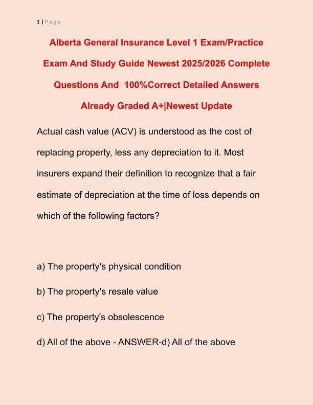 Alberta General Insurance Level 1 Exam