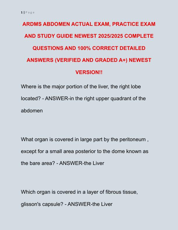 ARDMS ABDOMEN ACTUAL EXA1