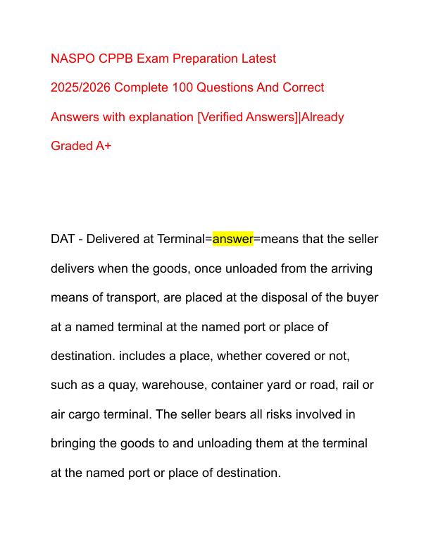 NASPO CPPB Exam Preparation Latest