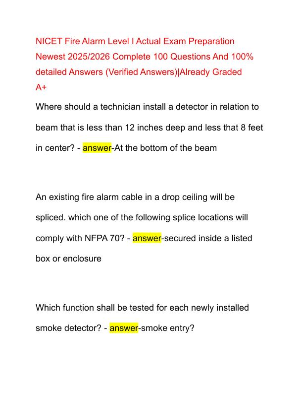 NICET Fire Alarm Level I Actual Exam Preparation