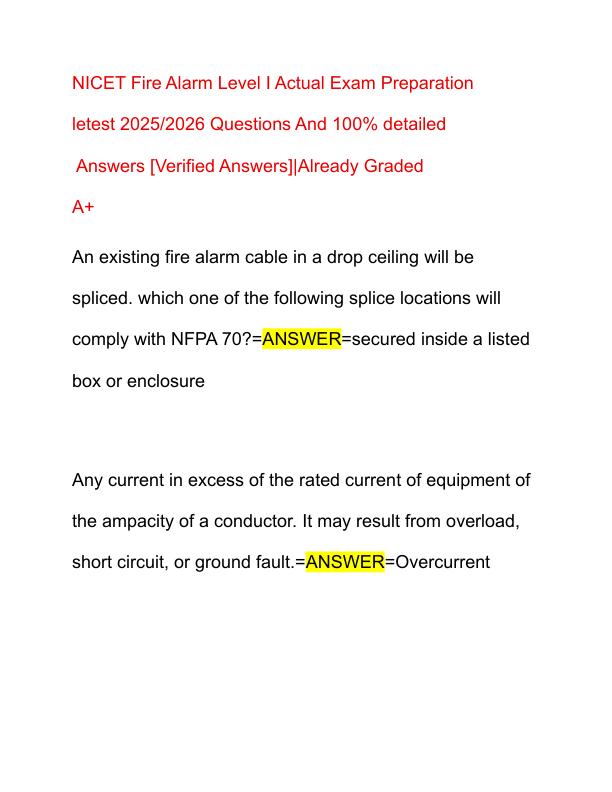NICET Fire Alarm Level I Actual Exams Preparation 2