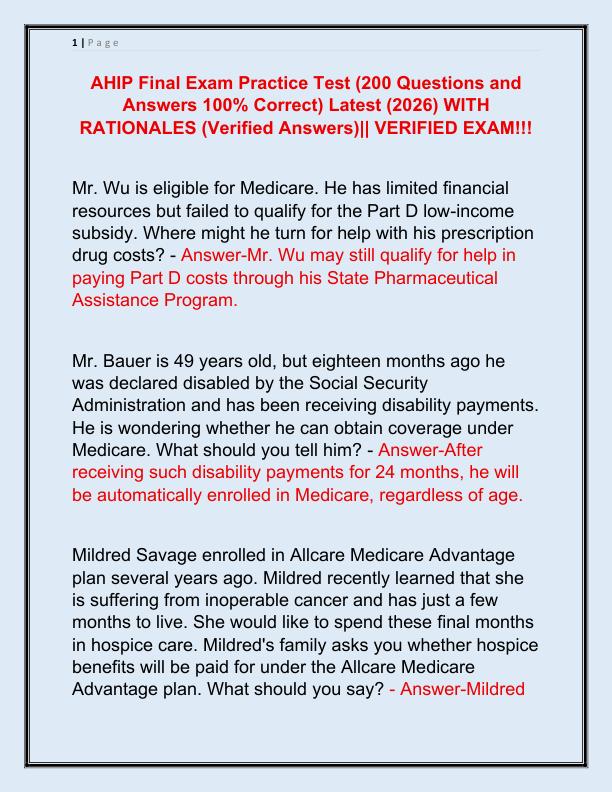 AHIP Final Exam Practice Test