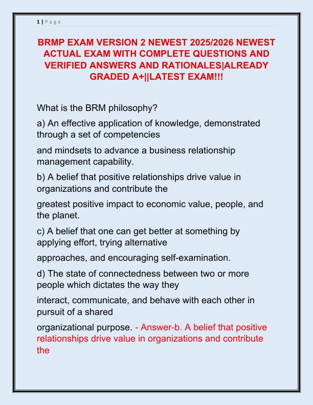 BRMP EXAM VERSION 2 NEWEST 2025