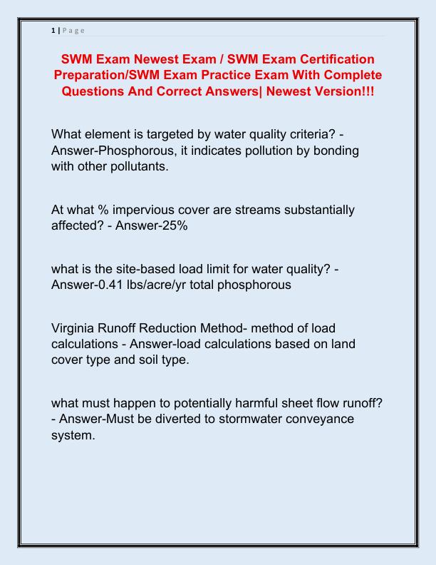 SWM Exam Newest Exam