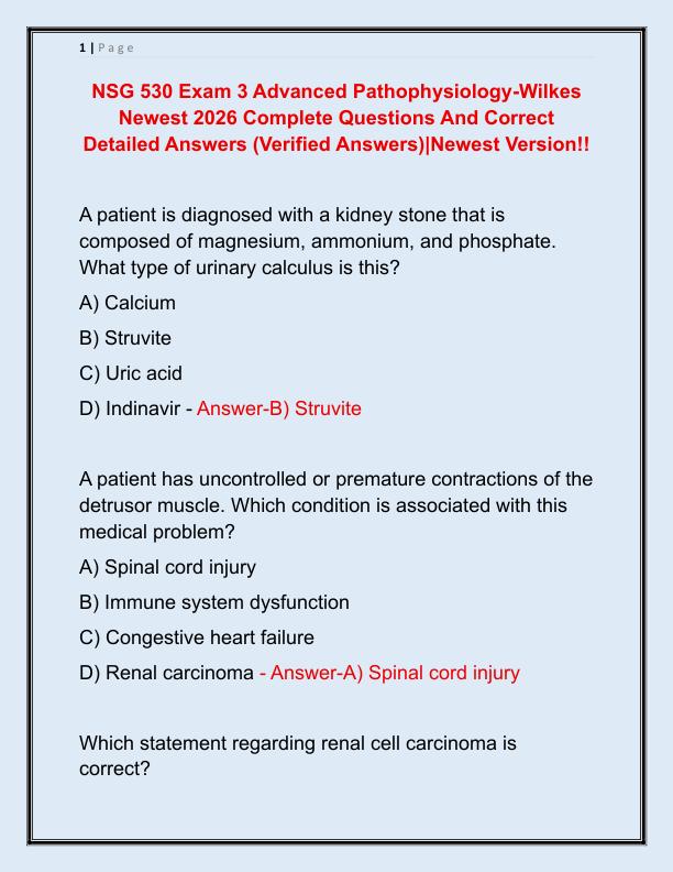 NSG 530 Exam 3 Advanced Pathophysiology