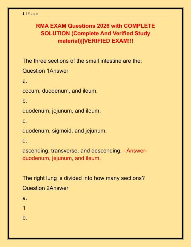 RMA EXAM Questions 2026 with COMPLETE SOLUTION