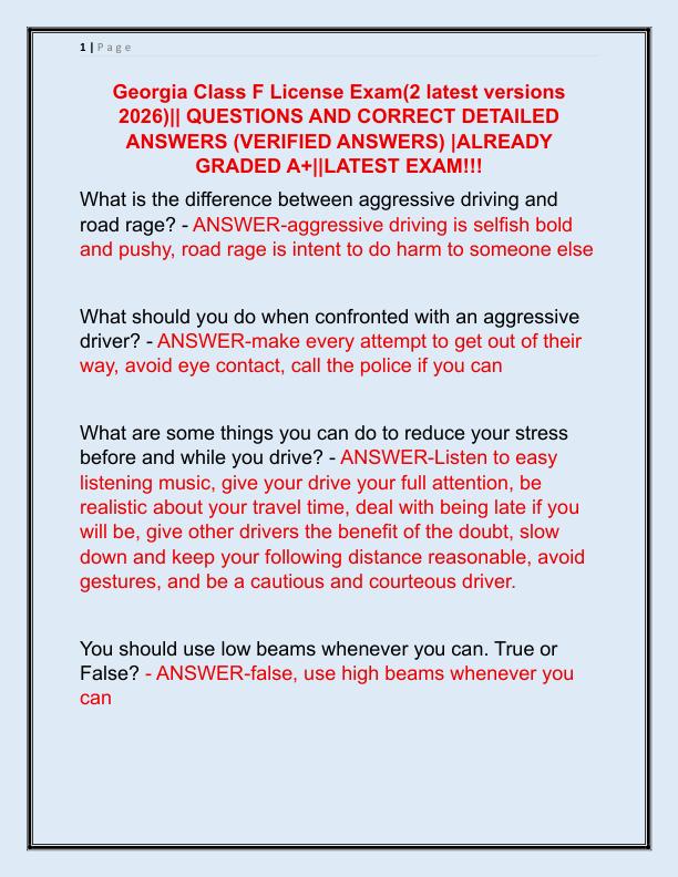 Georgia Class F License Exam