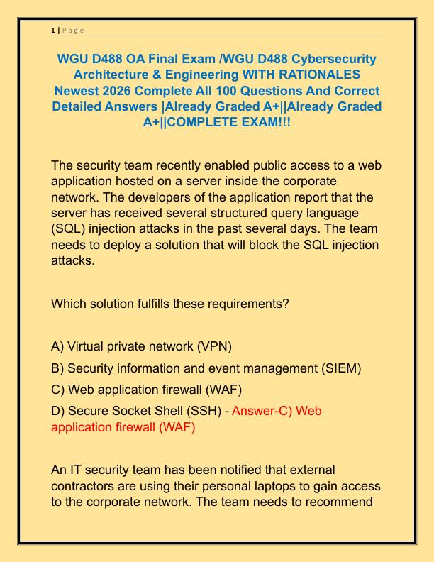 WGU D488 OA Final Exam