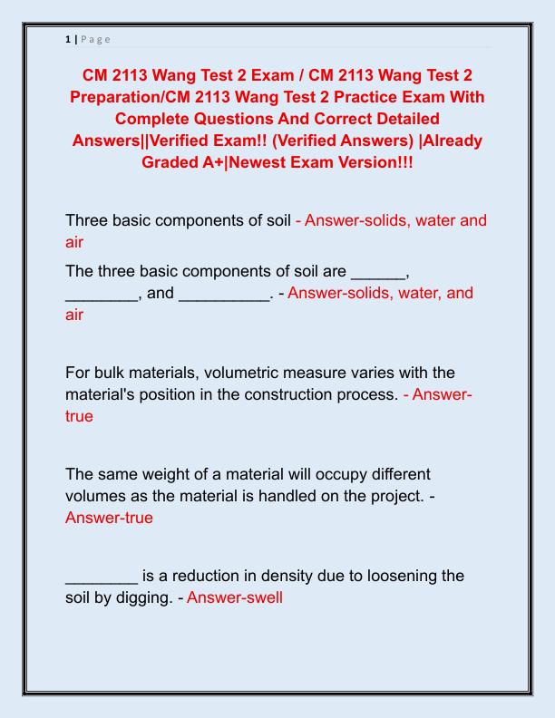 CM 2113 Wang Test 2 Exam