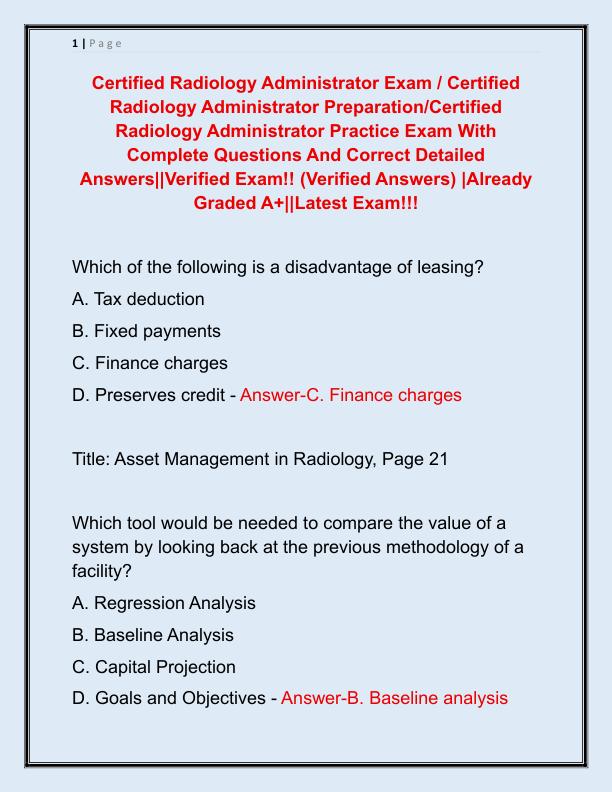 Certified Radiology Administrator Exam