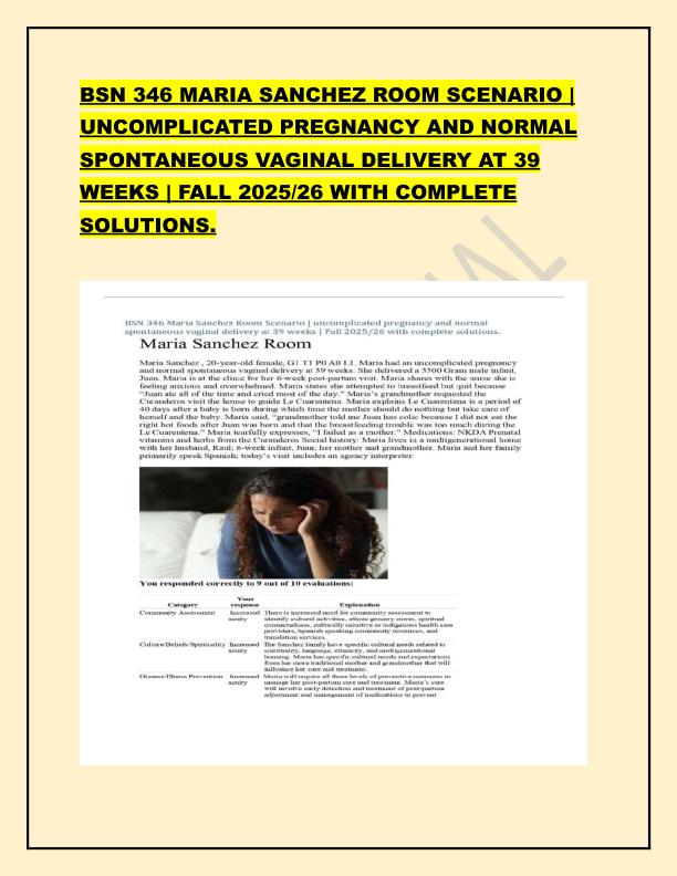 BSN 346 MARIA SANCHEZ ROOM SCENARIO