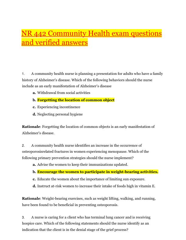 mobile-preview-NR 442 Community Health exam questions and verified answers