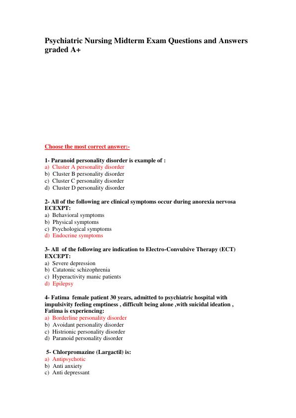 mobile-preview-Psychiatric Nursing Midterm Exam Questions and