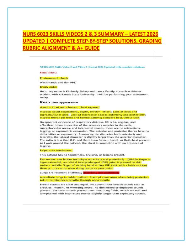 NURS 6023 SKILLS VIDEOS 2