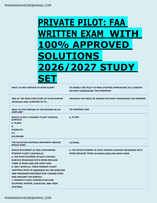 mobile-preview-  PRIVATE PILOT: FAA  WRITTEN EXAM  WITH  100% APPROVED  SOLUTIONS  2026/2027 STUDY  SET 