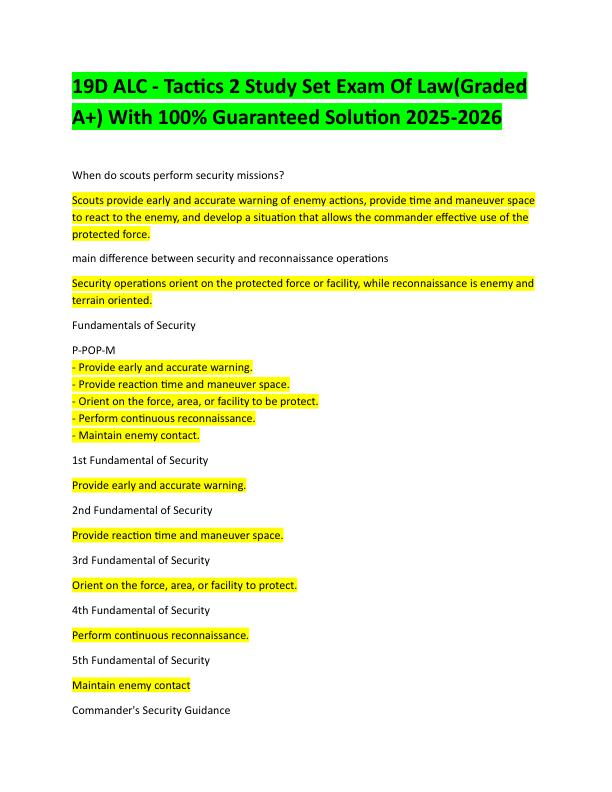 mobile-preview-19D ALC - Tactics 2 Study Set Exam Of Law(Graded A+) With 100% Guaranteed Solution 2025-2026 