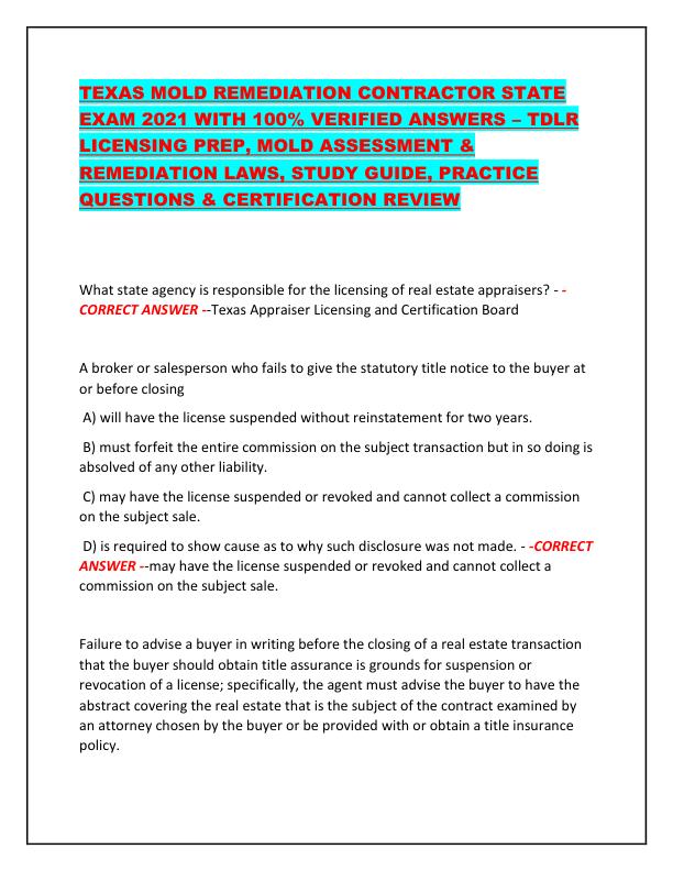 mobile-preview-TEXAS MOLD REMEDIATION CONTRACTOR STATE EXAM 2021 WITH 100