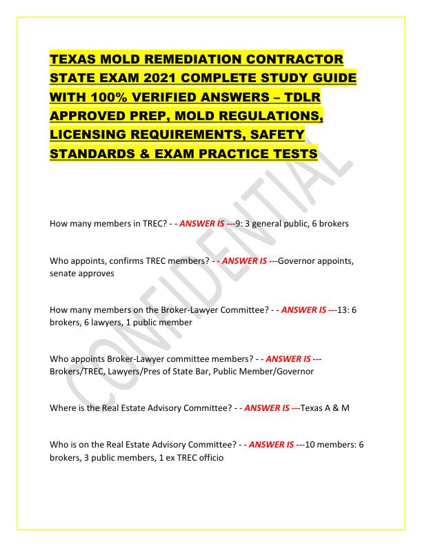 mobile-preview-TEXAS MOLD REMEDIATION CONTRACTOR STATE EXAM 2021 COMPLETE STUDY GUIDE WITH 100