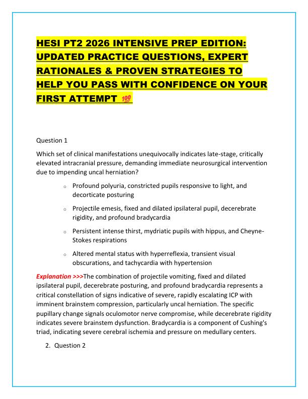 HESI PT2 2026 INTENSIVE PREP EDITION