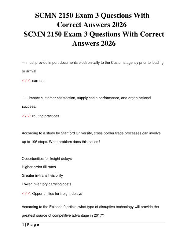SCMN 2150 Exam 3 Questions With Correct Answers 2026