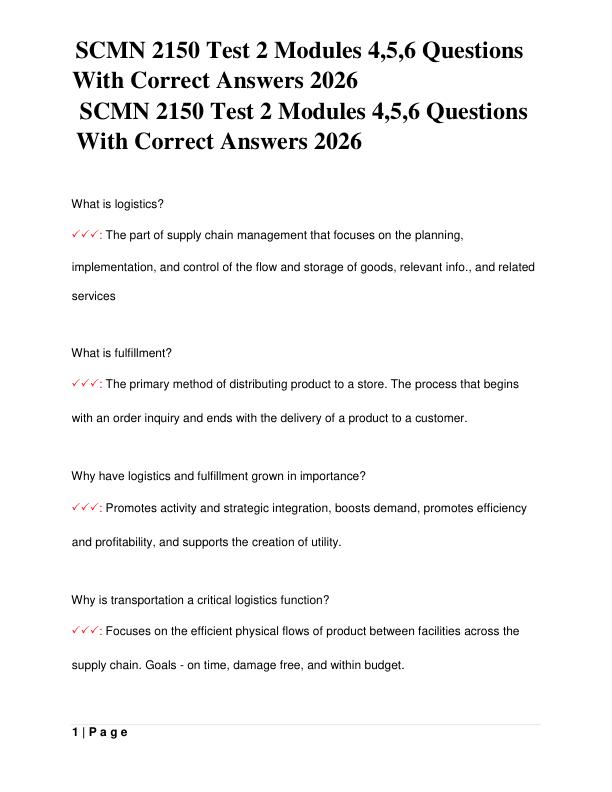 SCMN 2150 Test 2 Modules 4,5,6 Questions With Correct Answers 2026